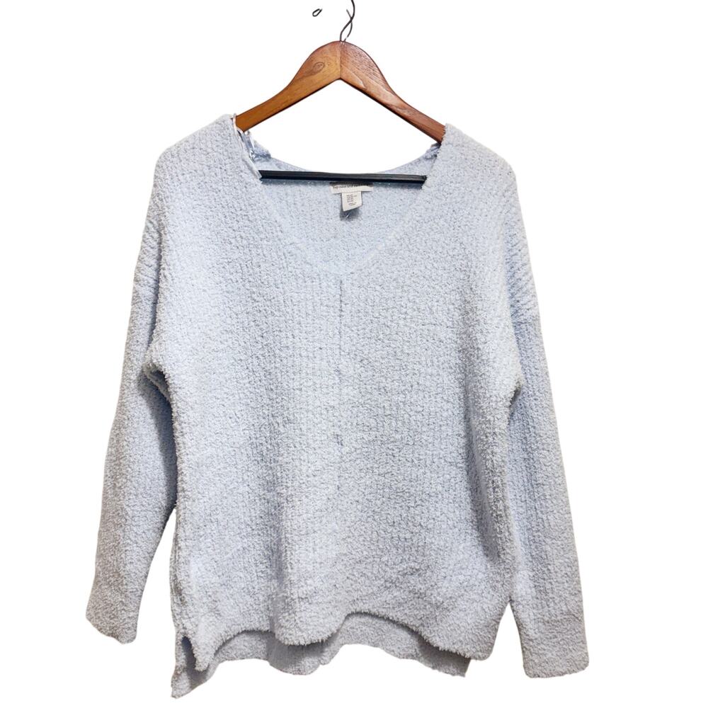 Cup Cakes and Cashmere NWOT Fuzzy Light Blue Ultra Soft V-Neck Sweater Size XL